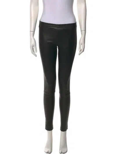 Pre-owned The Row Leather Skinny Leg Pants In Black