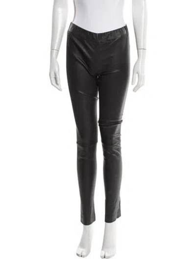 Pre-owned The Row Leather Skinny Leg Pants In Black