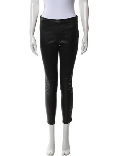 Pre-owned The Row Leather Skinny Leg Pants In Black