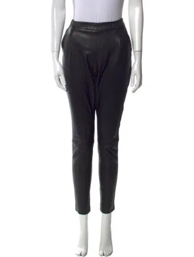 Pre-owned The Row Leather Skinny Leg Pants In Black
