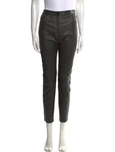 Pre-owned The Row Leather Skinny Leg Pants In Black