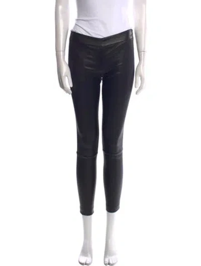 Pre-owned The Row Leather Skinny Leg Pants In Black