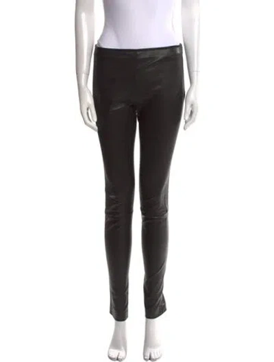 Pre-owned The Row Leather Skinny Leg Pants In Black