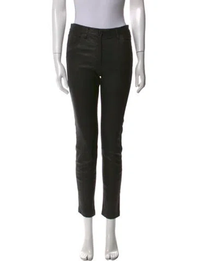Pre-owned The Row Leather Skinny Leg Pants In Black