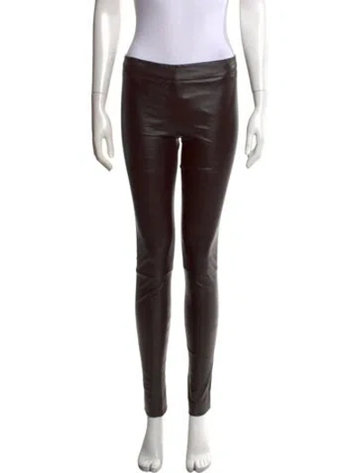 Pre-owned The Row Leather Skinny Leg Pants In Black