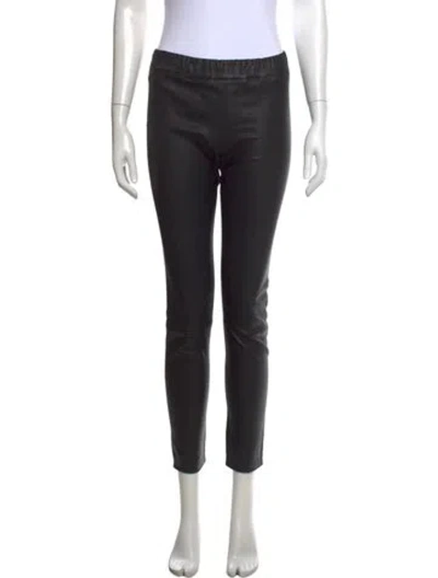 Pre-owned The Row Leather Skinny Leg Pants In Black