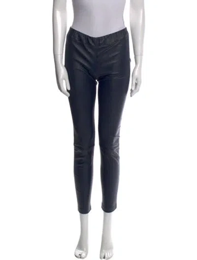 Pre-owned The Row Leather Skinny Leg Pants In Blue