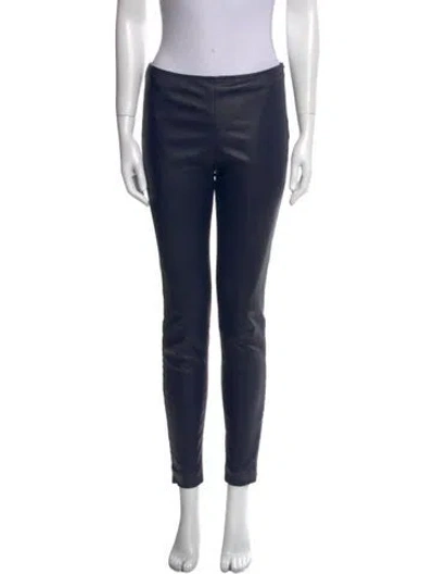 Pre-owned The Row Leather Skinny Leg Pants In Blue