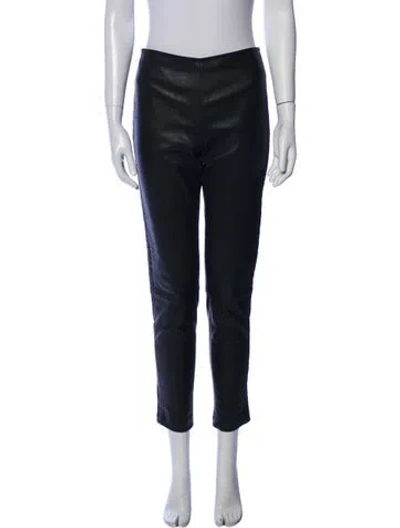 Pre-owned The Row Leather Skinny Leg Pants In Blue