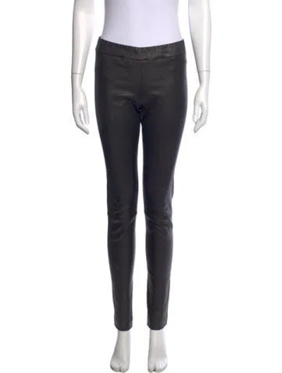Pre-owned The Row Leather Skinny Leg Pants In Blue