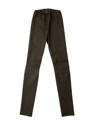 Pre-owned The Row Leather Skinny Leg Pants In Brown