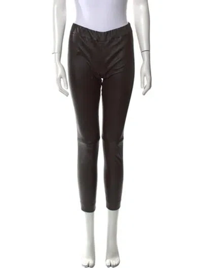 Pre-owned The Row Leather Skinny Leg Pants In Brown