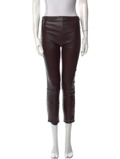Pre-owned The Row Leather Skinny Leg Pants In Brown