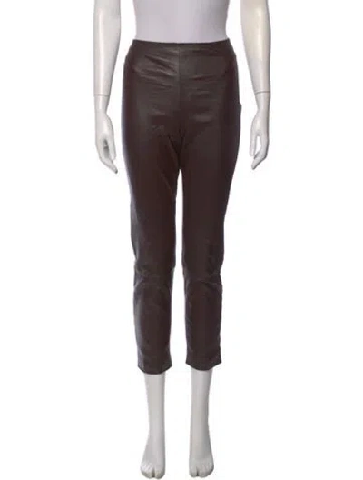 Pre-owned The Row Leather Skinny Leg Pants In Brown