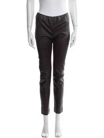 Pre-owned The Row Leather Skinny Leg Pants In Brown