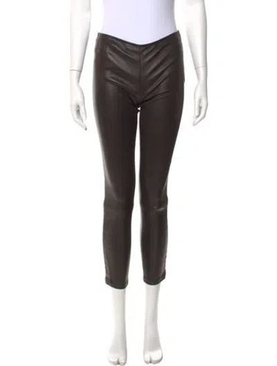 Pre-owned The Row Leather Skinny Leg Pants In Brown