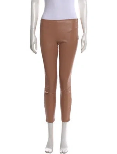 Pre-owned The Row Leather Skinny Leg Pants In Brown