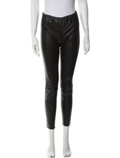 Pre-owned The Row Leather Skinny Leg Pants In Gray