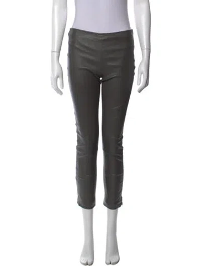 Pre-owned The Row Leather Skinny Leg Pants In Gray