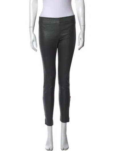 Pre-owned The Row Leather Skinny Leg Pants In Gray
