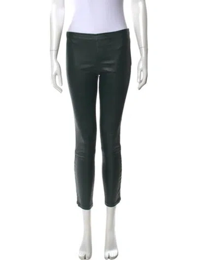 Pre-owned The Row Leather Skinny Leg Pants In Green