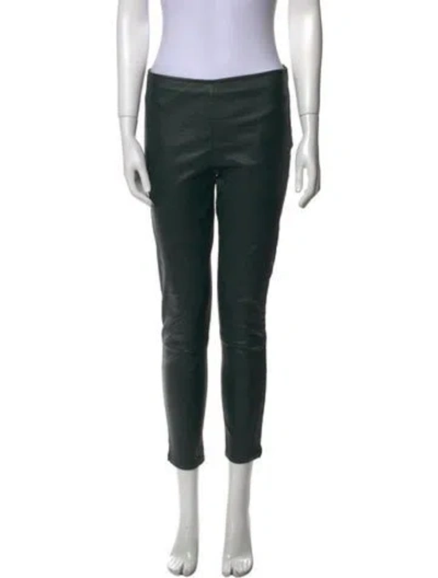 Pre-owned The Row Leather Skinny Leg Pants In Green