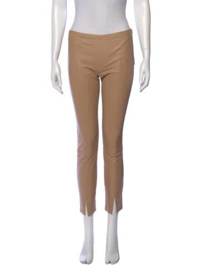 Pre-owned The Row Leather Skinny Leg Pants In Neutral