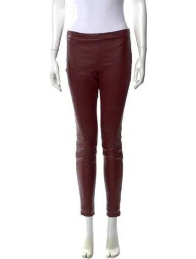 Pre-owned The Row Leather Skinny Leg Pants In Red