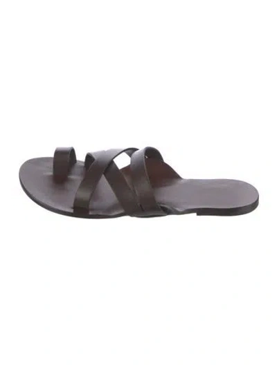 Pre-owned The Row Leather Slides In Black