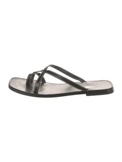 Pre-owned The Row Leather Slides In Black