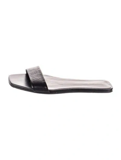 Pre-owned The Row Leather Slides In Black