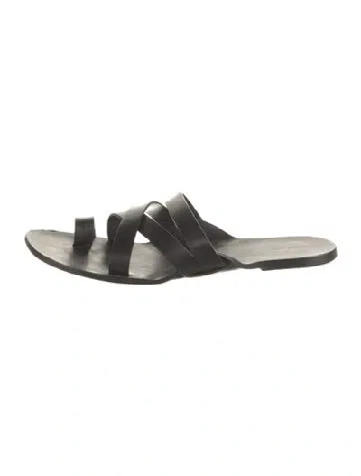 Pre-owned The Row Leather Slides In Black