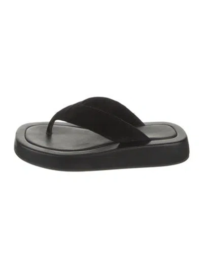 Pre-owned The Row Leather Slides In Black