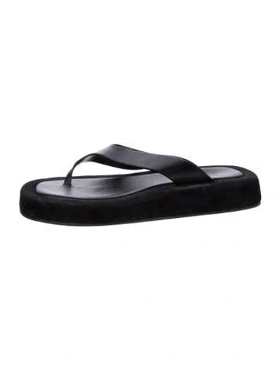 Pre-owned The Row Leather Slides In Black
