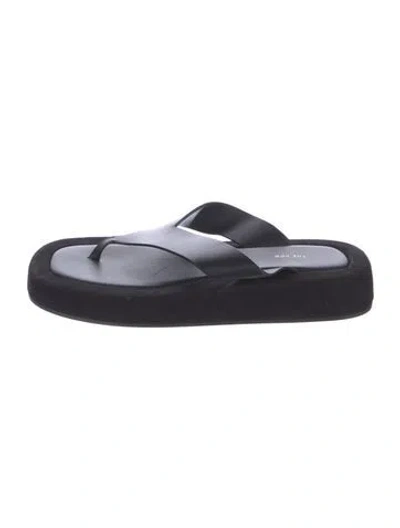 Pre-owned The Row Leather Slides In Black