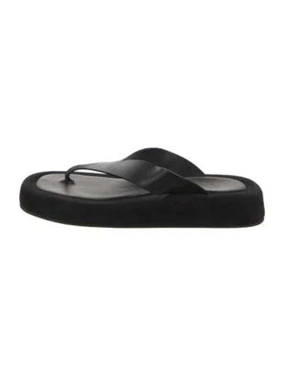 Pre-owned The Row Leather Slides In Black