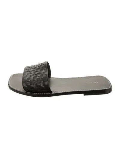Pre-owned The Row Leather Slides In Black