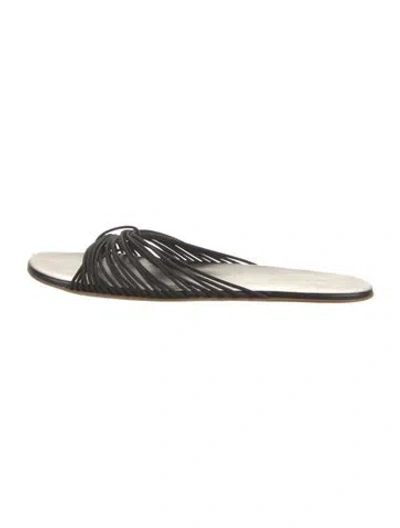 Pre-owned The Row Leather Slides In Black