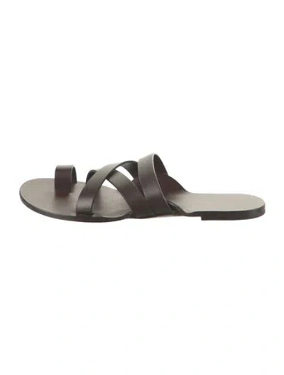 Pre-owned The Row Leather Slides In Brown