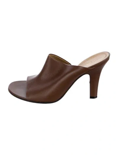 Pre-owned The Row Leather Slides In Brown