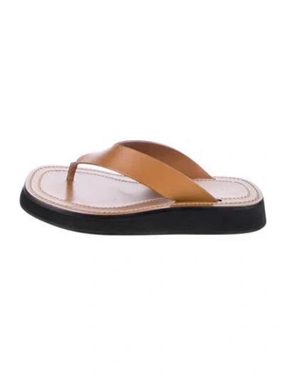 Pre-owned The Row Leather Slides In Brown