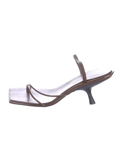 Pre-owned The Row Leather Slides In Brown