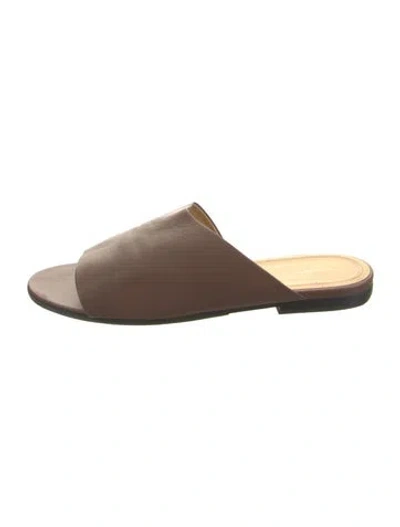 Pre-owned The Row Leather Slides In Brown