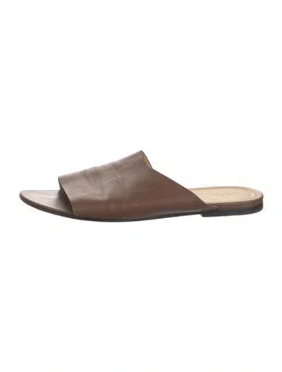 Pre-owned The Row Leather Slides In Brown