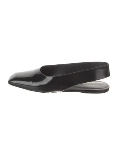 Pre-owned The Row Leather Slingback Flats In Black