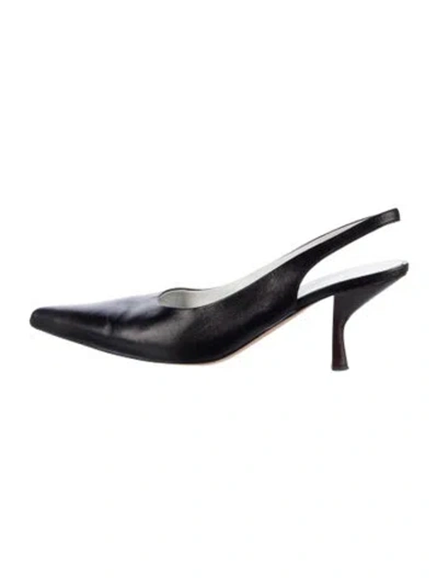 Pre-owned The Row Leather Slingback Pumps In Black