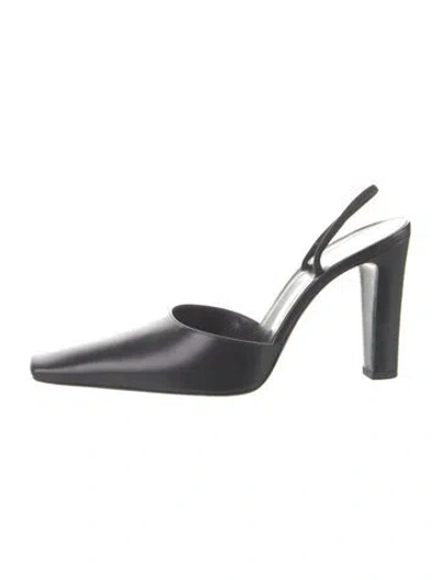 Pre-owned The Row Leather Slingback Pumps In Black