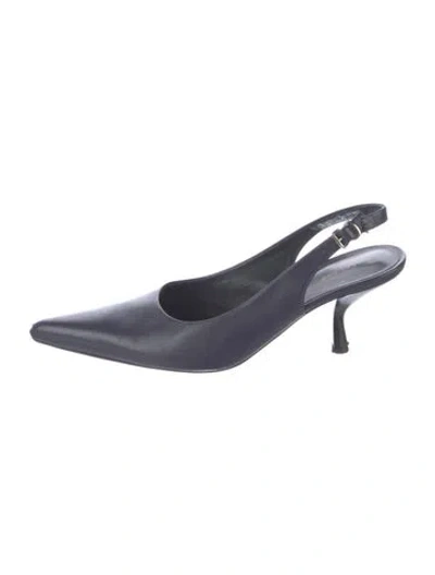 Pre-owned The Row Leather Slingback Pumps In Blue