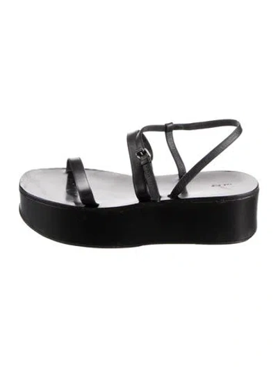 Pre-owned The Row Leather Slingback Sandals In Black