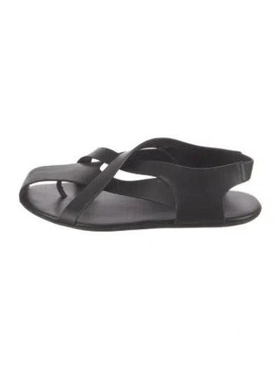 Pre-owned The Row Leather Slingback Sandals In Black